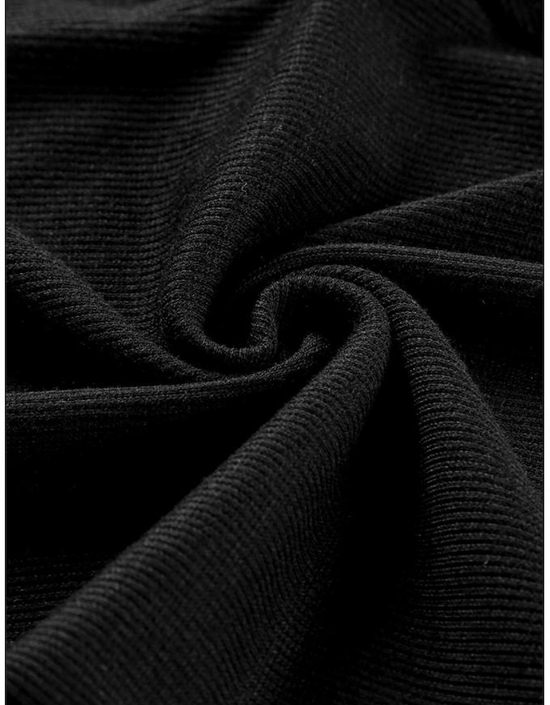 Black Rib Knit High Waist Slit Leggings