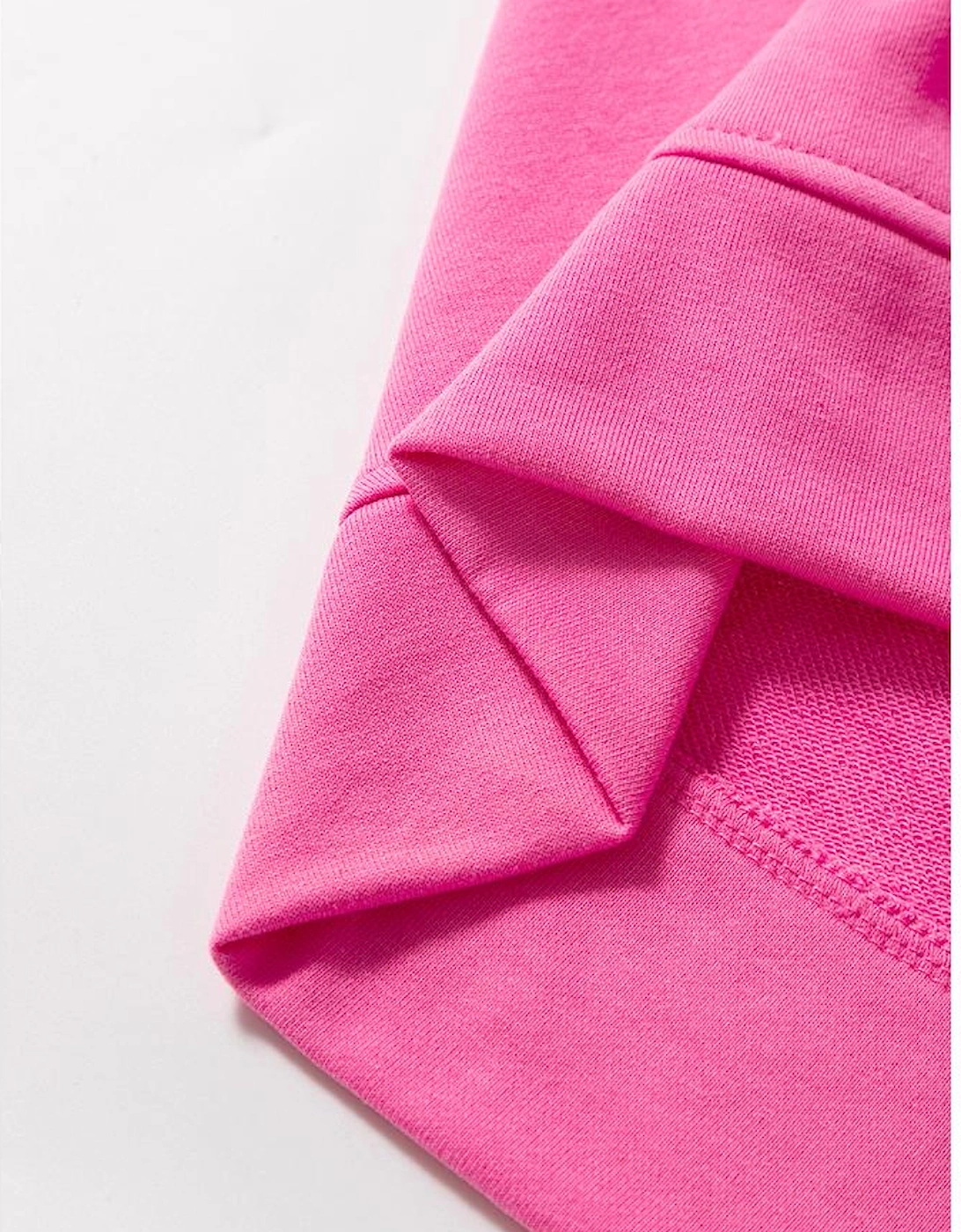 Sachet Pink Contrast Flower Drop Shoulder Loose T Shirt