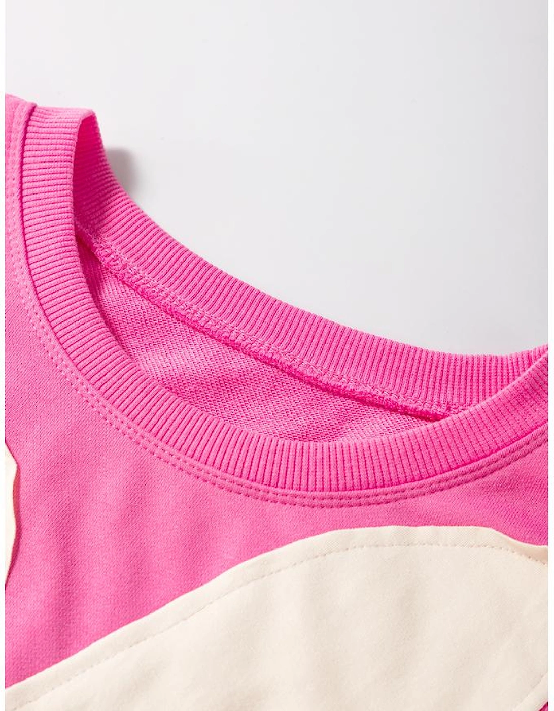 Sachet Pink Contrast Flower Drop Shoulder Loose T Shirt