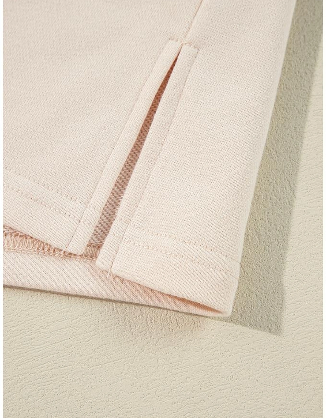 Beige Flower Patch Graphic Exposed Seam Wide Sleeve Top