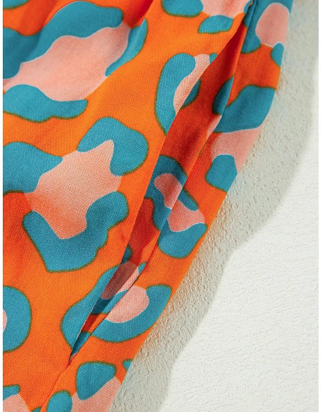 Orange Leopard Print Long Sleeve Shirt and Shorts Pajama Set