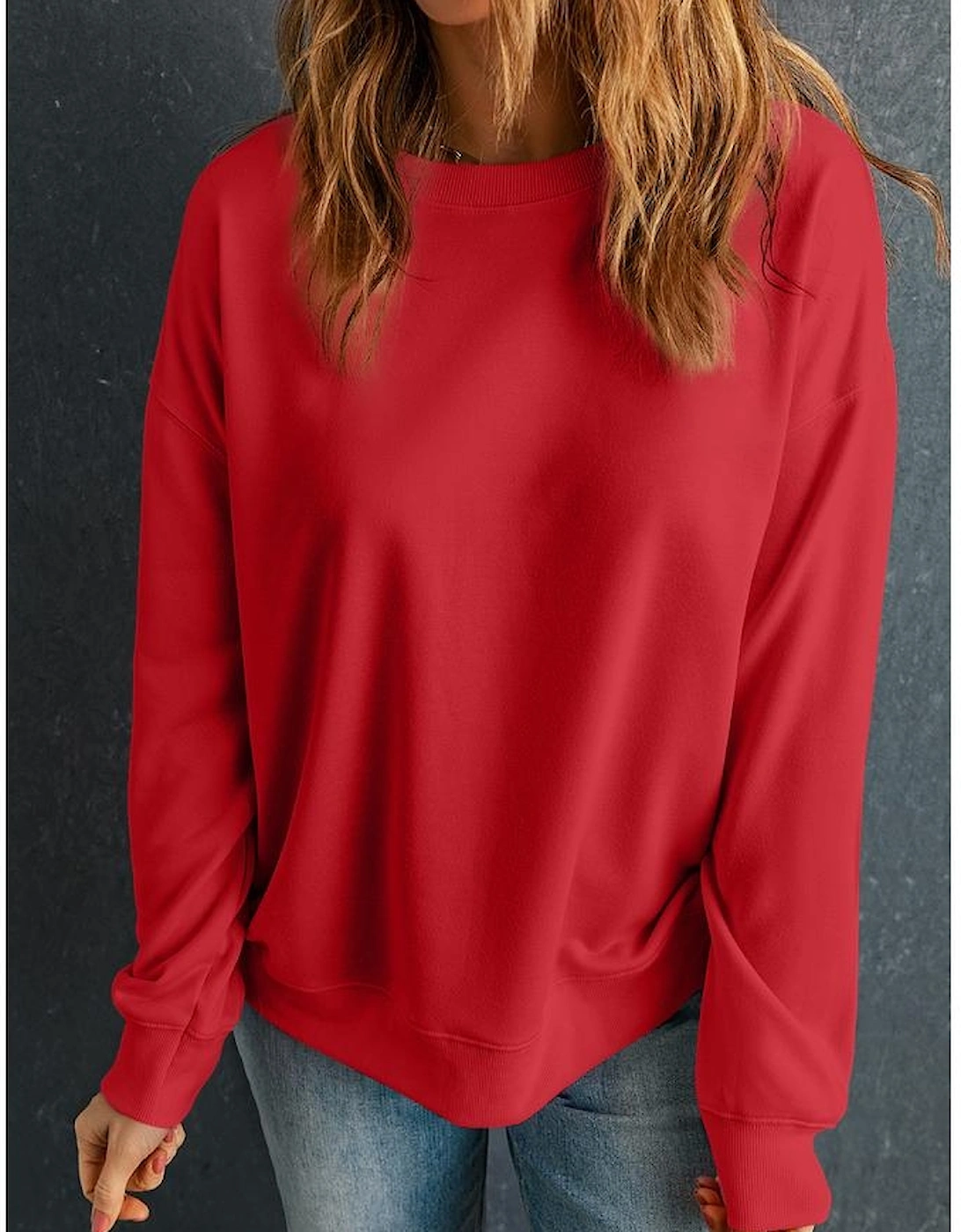 Red Solid Classic Crewneck Pullover Sweatshirt, 9 of 8