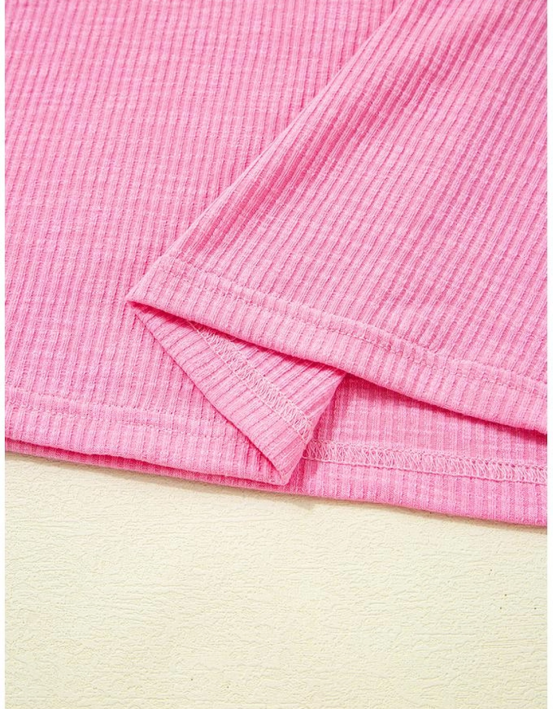 Bonbon Striped Ruffle Flutter Sleeve Ribbed Blouse