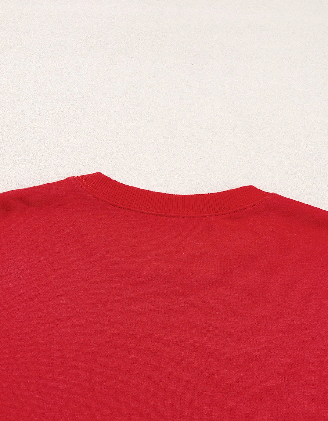 Red Solid Classic Crewneck Pullover Sweatshirt