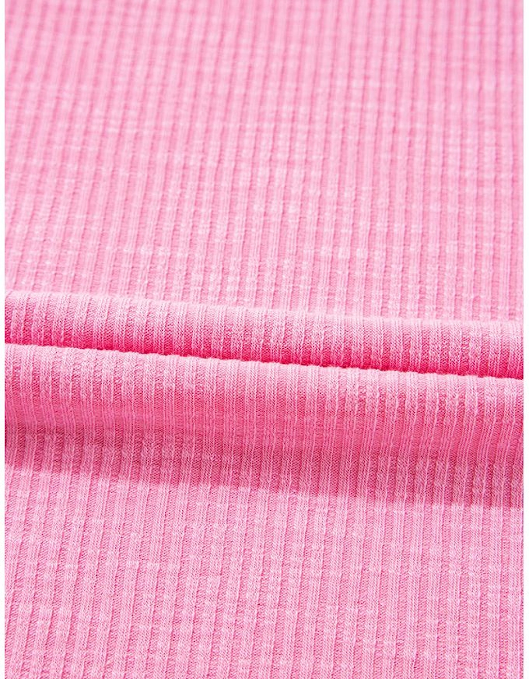 Bonbon Striped Ruffle Flutter Sleeve Ribbed Blouse