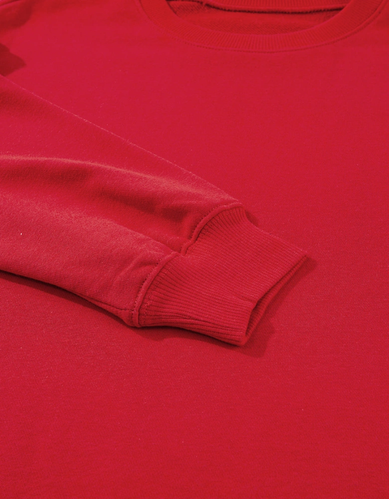 Red Solid Classic Crewneck Pullover Sweatshirt