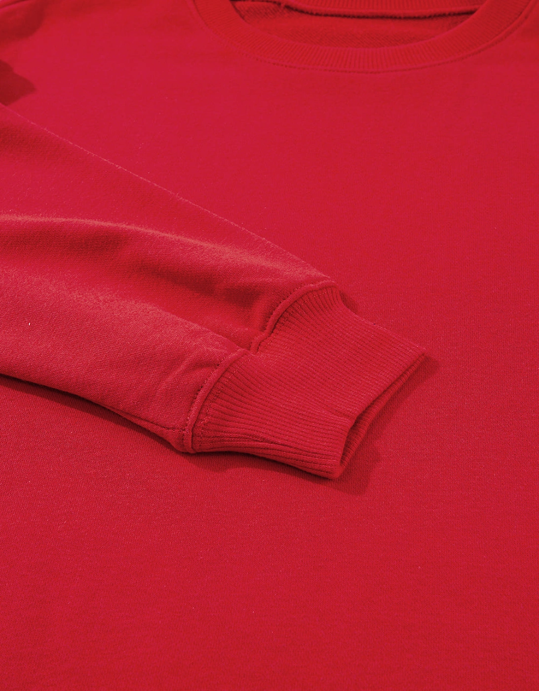 Red Solid Classic Crewneck Pullover Sweatshirt