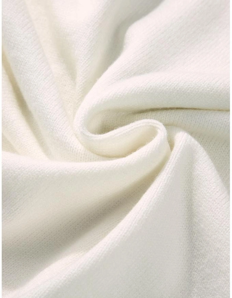 White Tinsel holly jolly Pattern Colorblock Edge Drop Shoulder Plus Size Sweater