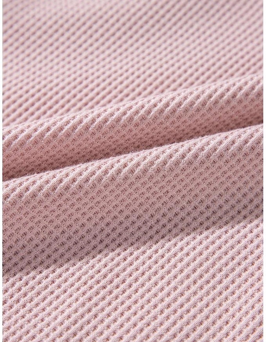 Pink Waffle Floral Patchwork Exposed Seam Detail Short Sleeve Top