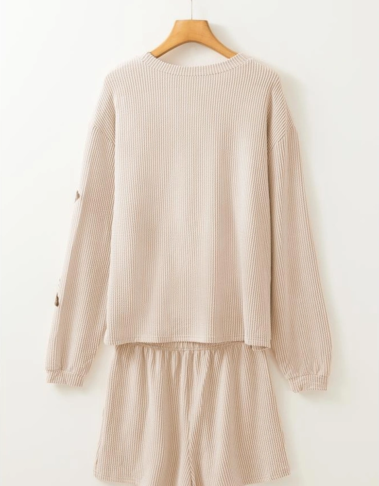 Parchment Thanksgiving Sequined Turkey Corded Knit Loose Fit Shorts Set