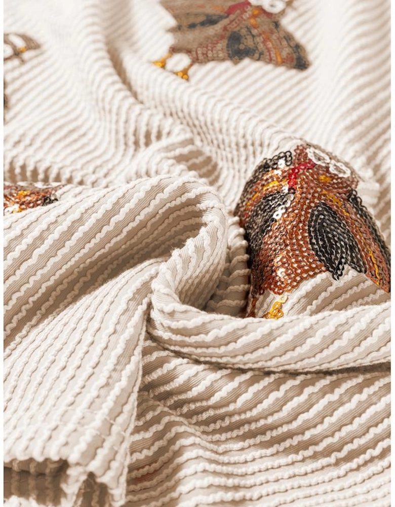 Parchment Thanksgiving Sequined Turkey Corded Knit Loose Fit Shorts Set