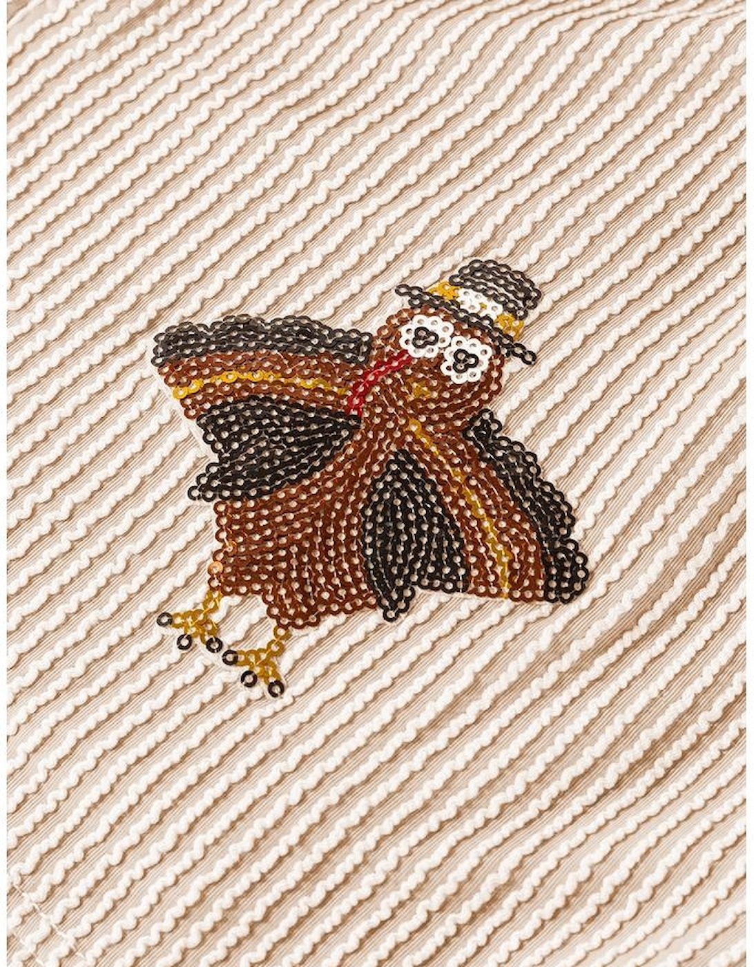 Parchment Thanksgiving Sequined Turkey Corded Knit Loose Fit Shorts Set