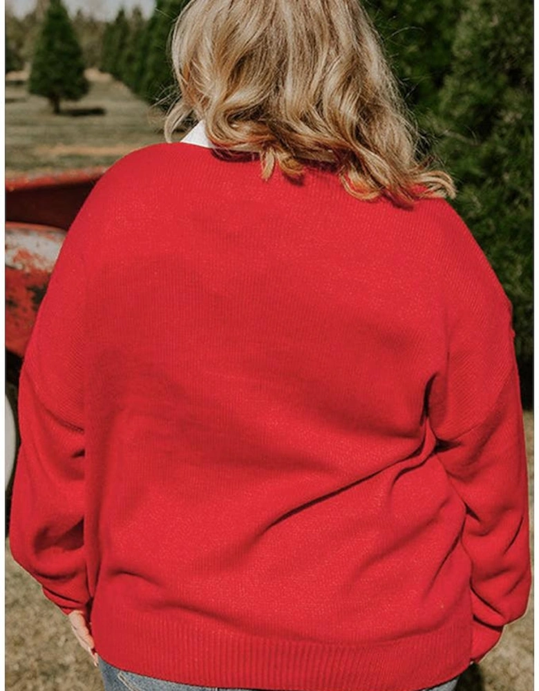Fiery Red Merry Graphic Christmas Plus Size Sweater