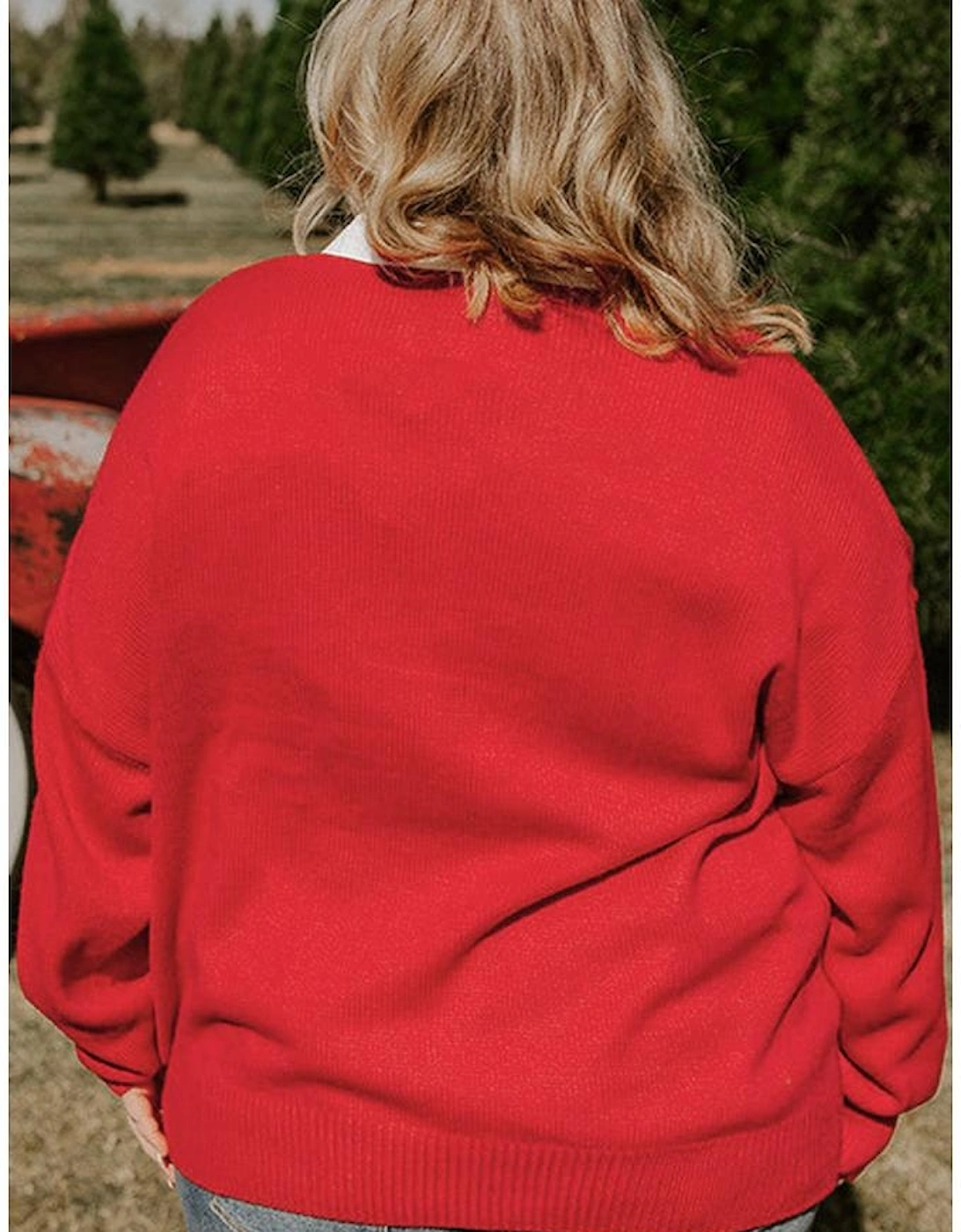 Fiery Red Merry Graphic Christmas Plus Size Sweater