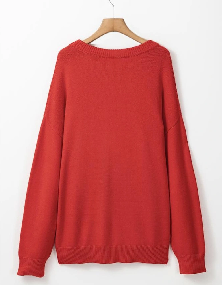 Fiery Red Merry Graphic Christmas Plus Size Sweater