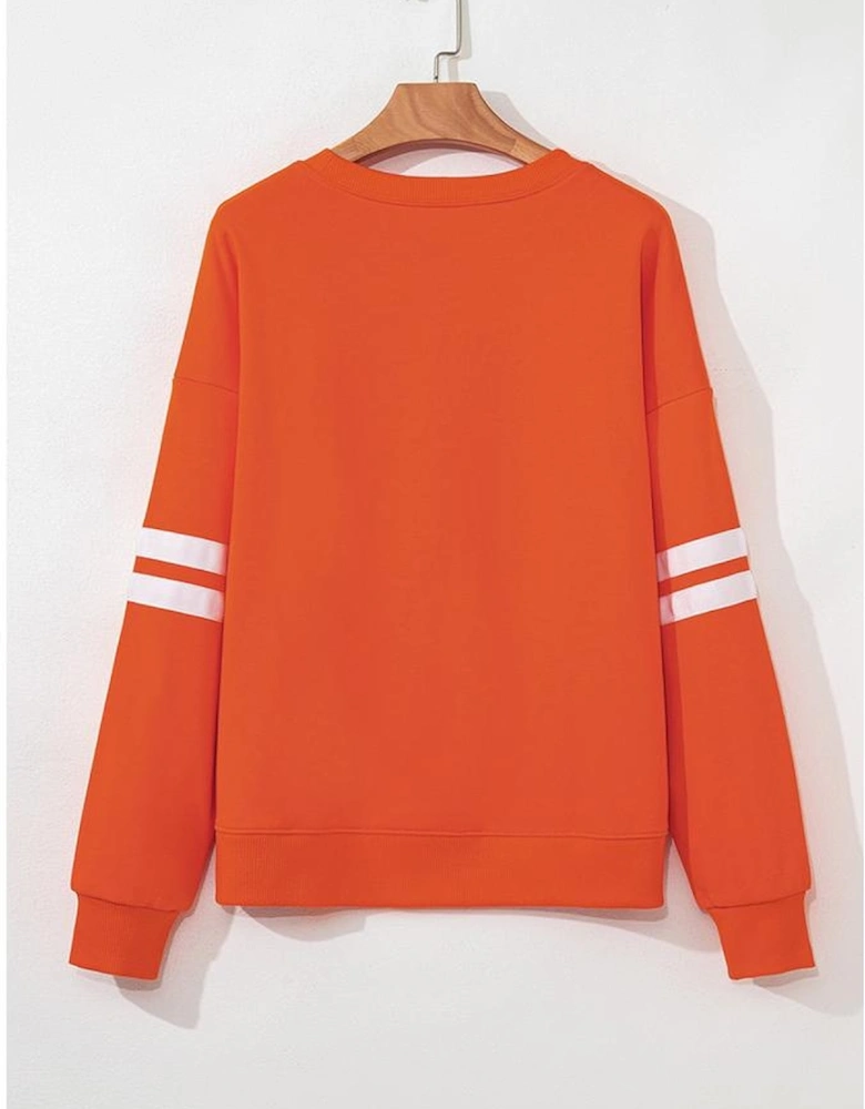 Orange PUMPKIN SPICE Graphic Varsity Casual Sweatshirt