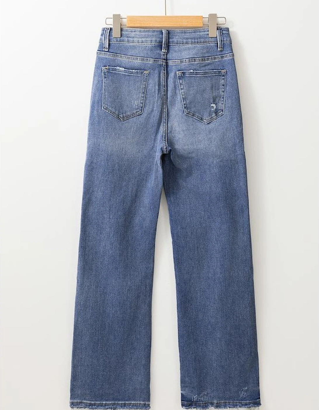 Ashleigh Blue Distressed Raw Hem Straight Leg High Waist Jeans