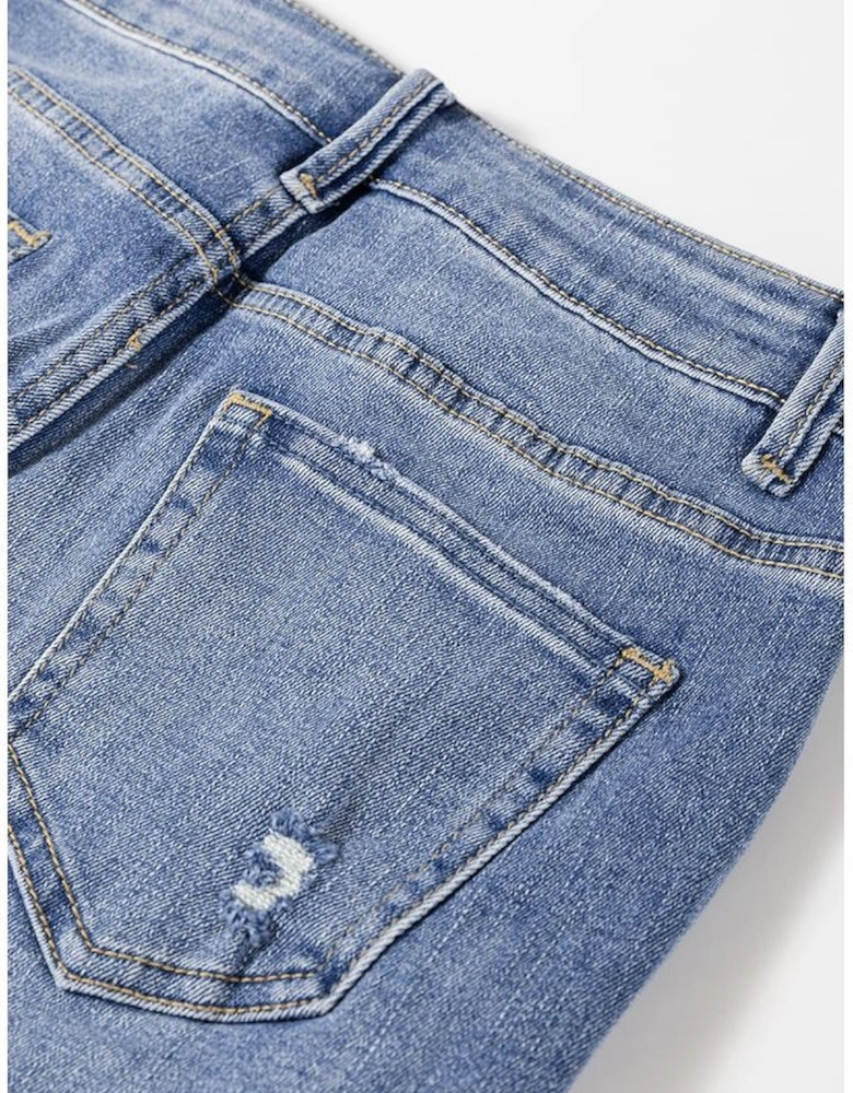 Ashleigh Blue Distressed Raw Hem Straight Leg High Waist Jeans