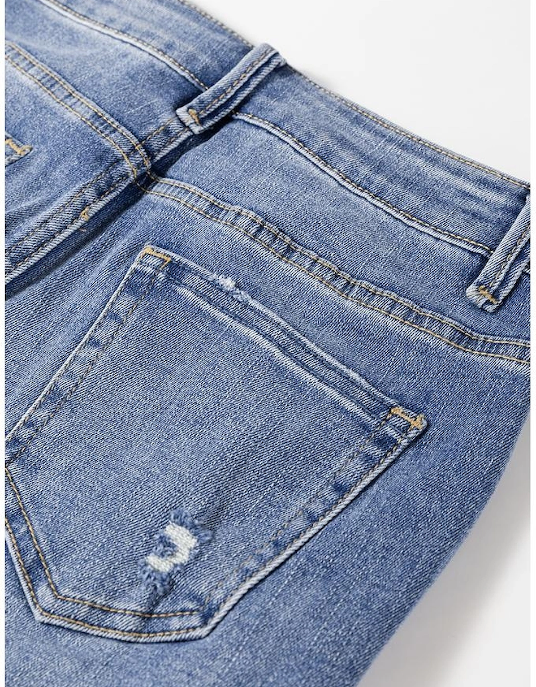 Ashleigh Blue Distressed Raw Hem Straight Leg High Waist Jeans