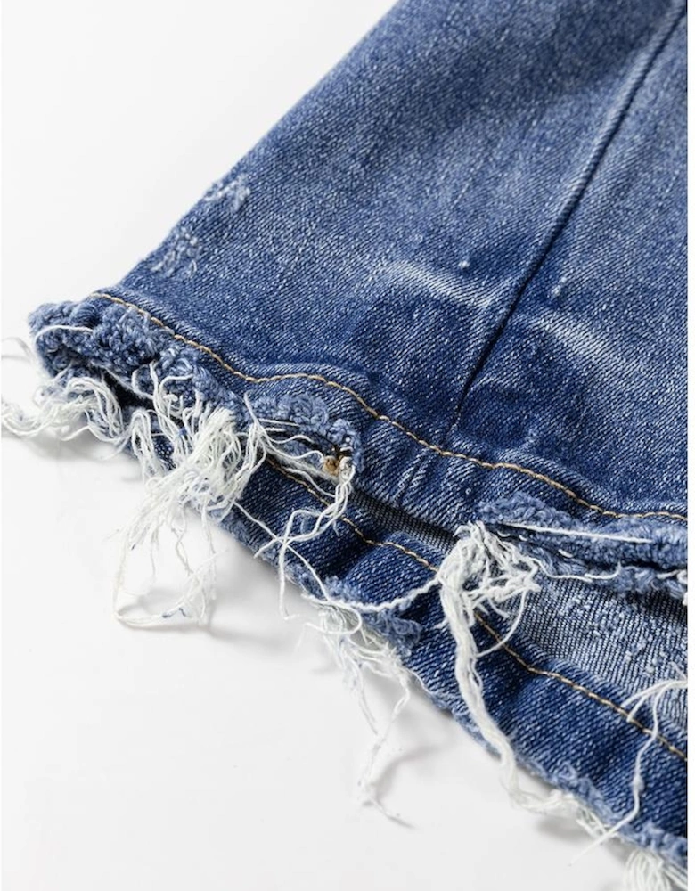 Ashleigh Blue Distressed Raw Hem Straight Leg High Waist Jeans