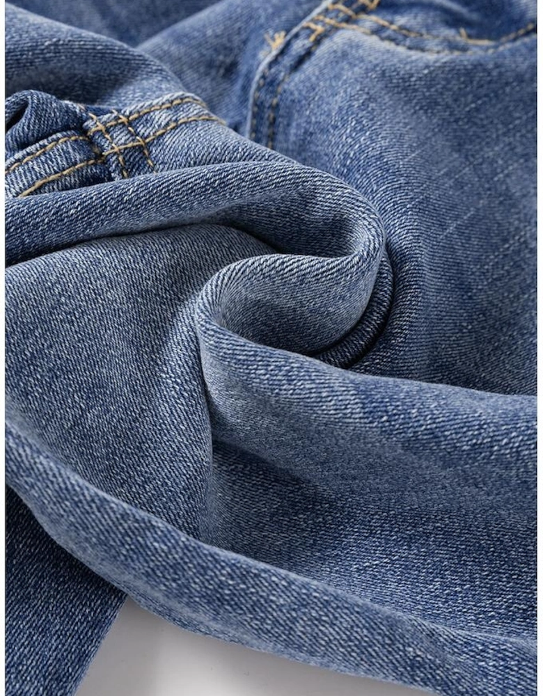 Ashleigh Blue Distressed Raw Hem Straight Leg High Waist Jeans