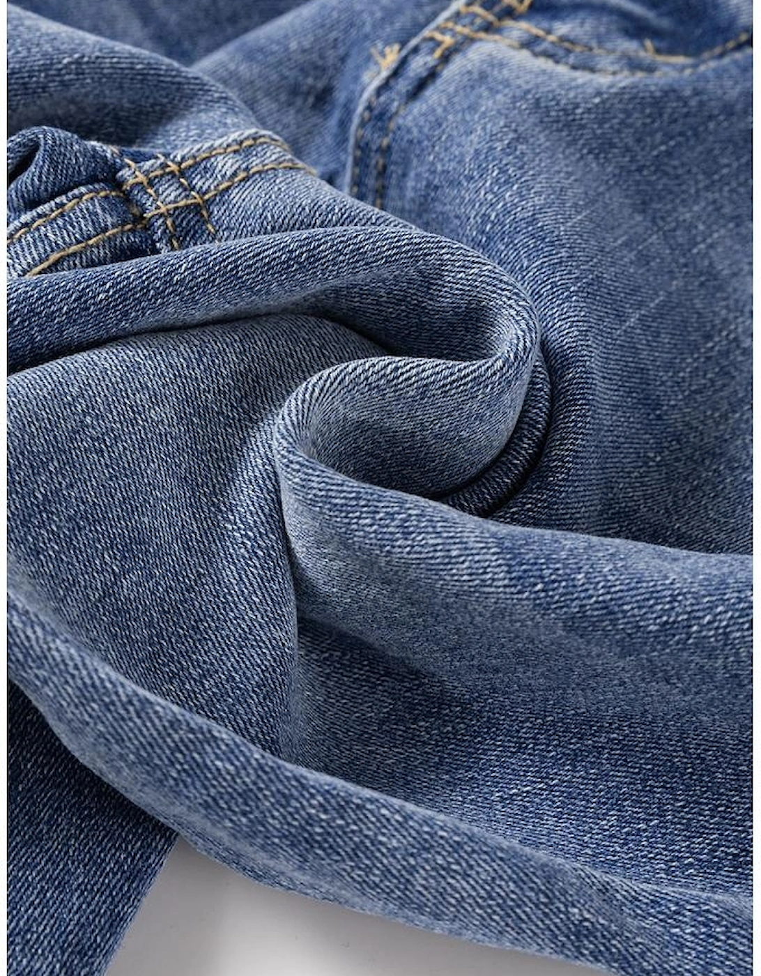 Ashleigh Blue Distressed Raw Hem Straight Leg High Waist Jeans