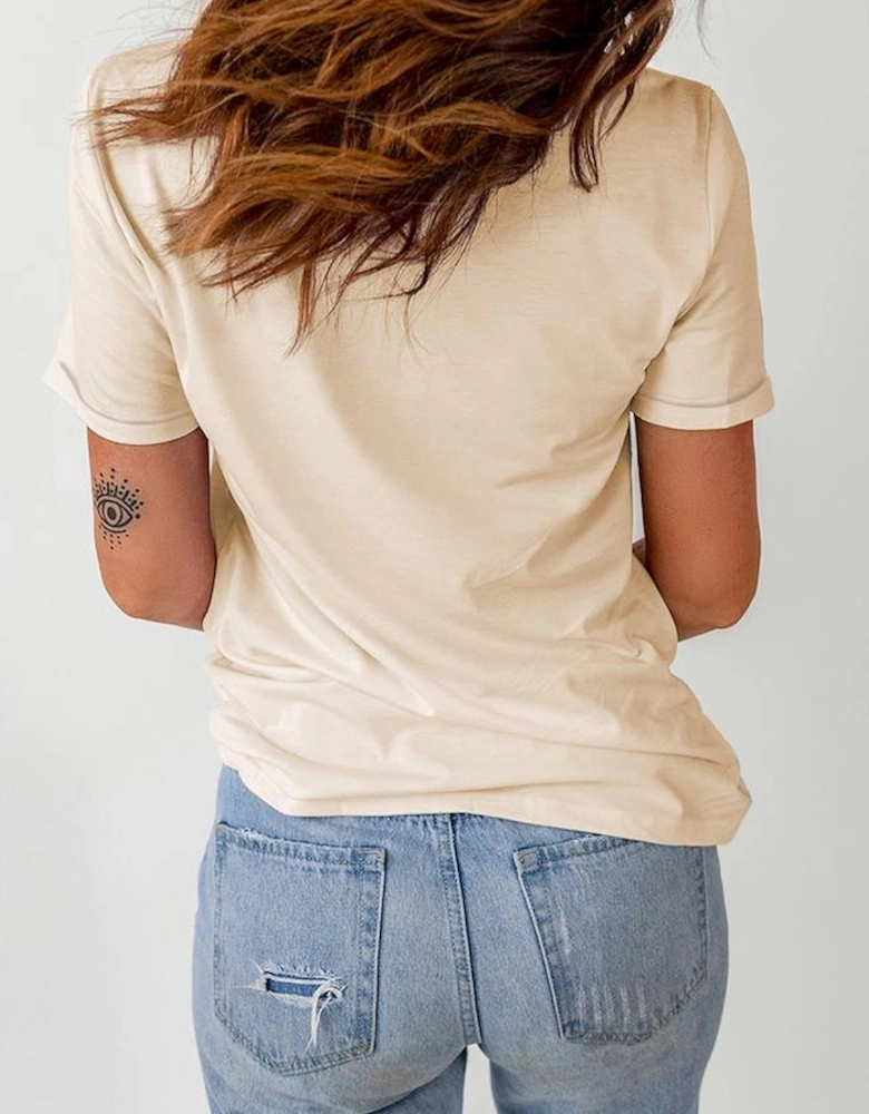 Khaki MOM Floral Letter Print T Shirt