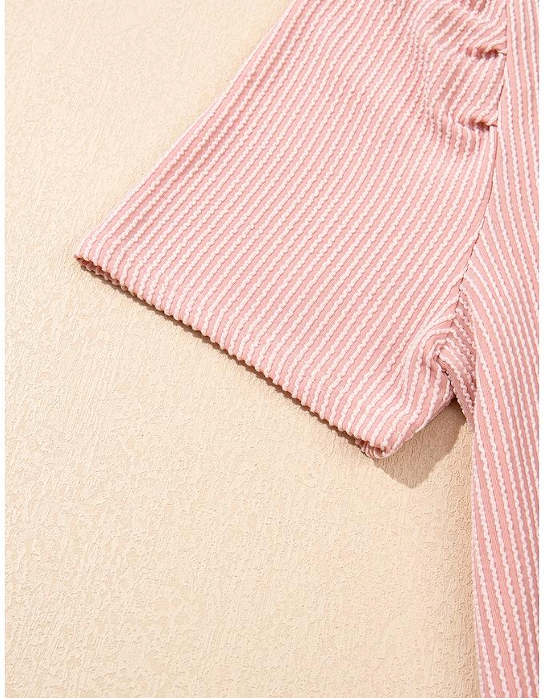 Blossom Corded Knit Crew Neck Puff Sleeve Shift Mini Dress