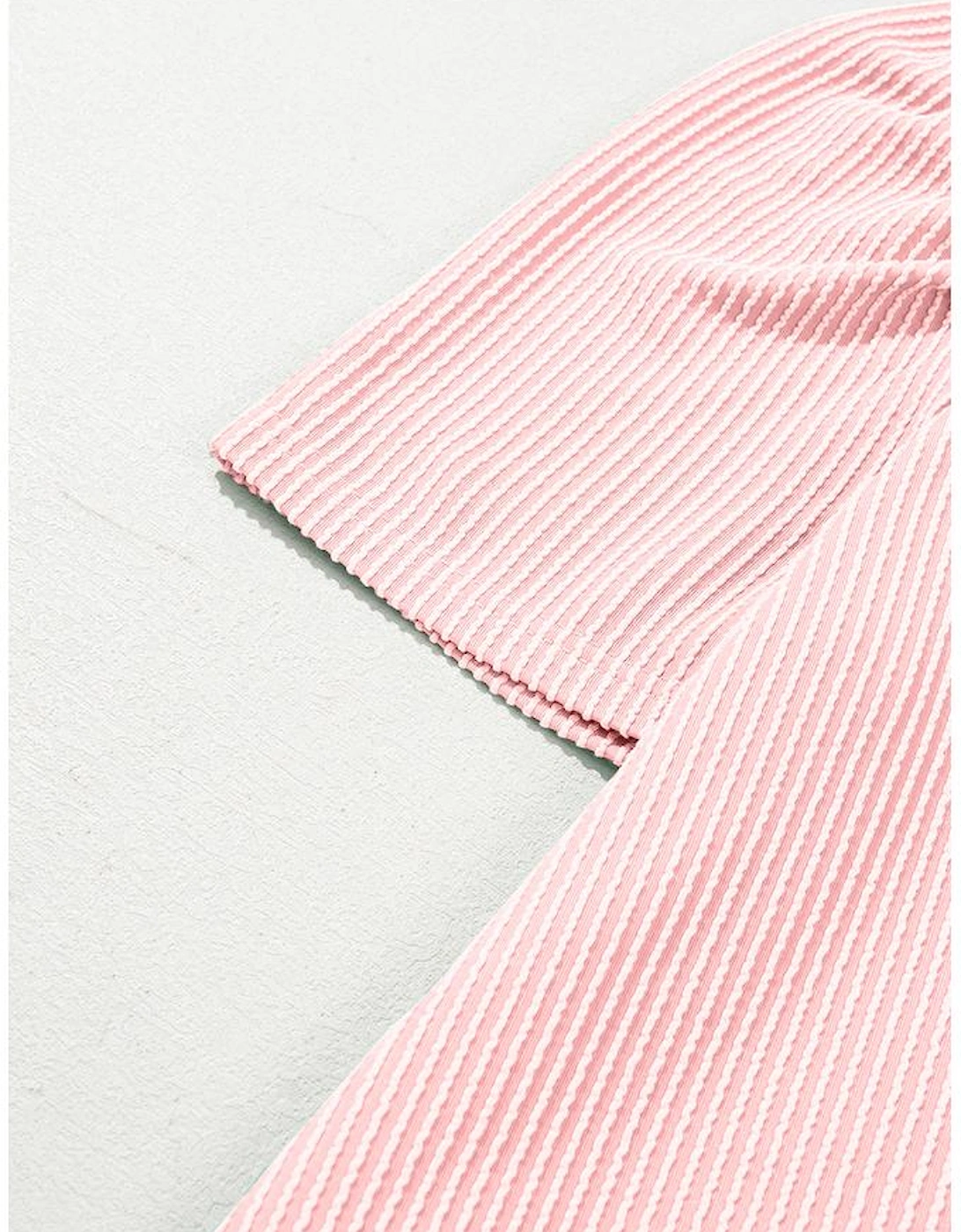 Blossom Corded Knit Crew Neck Puff Sleeve Shift Mini Dress