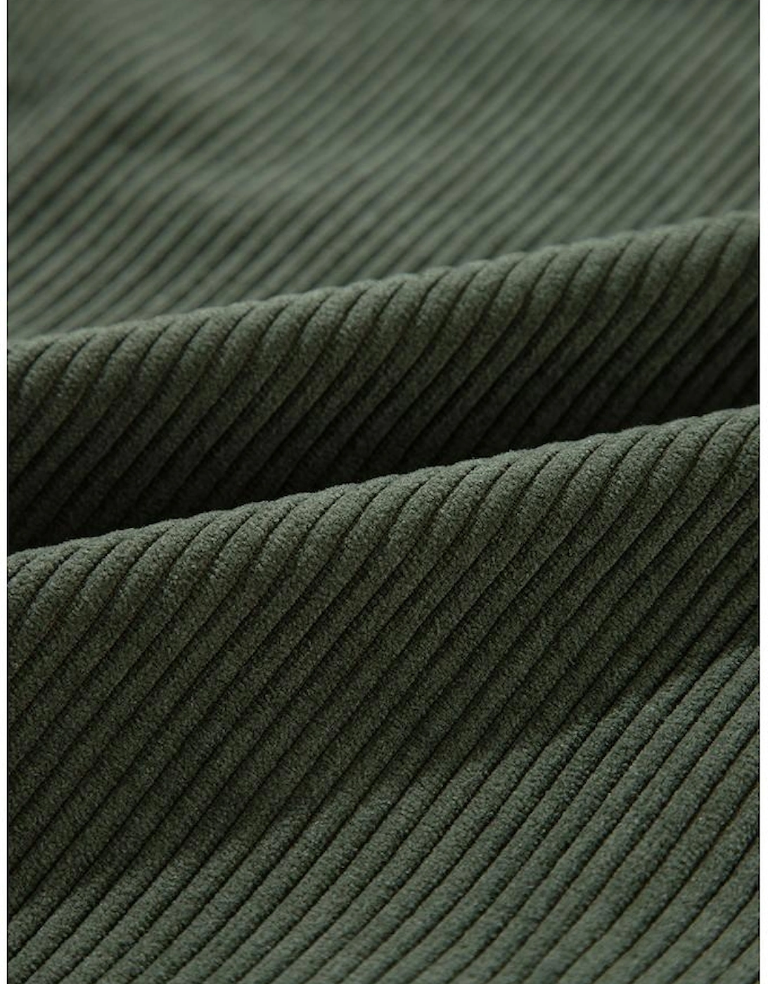 Jungle Green Oversized Corduroy Contrast Hooded Shacket