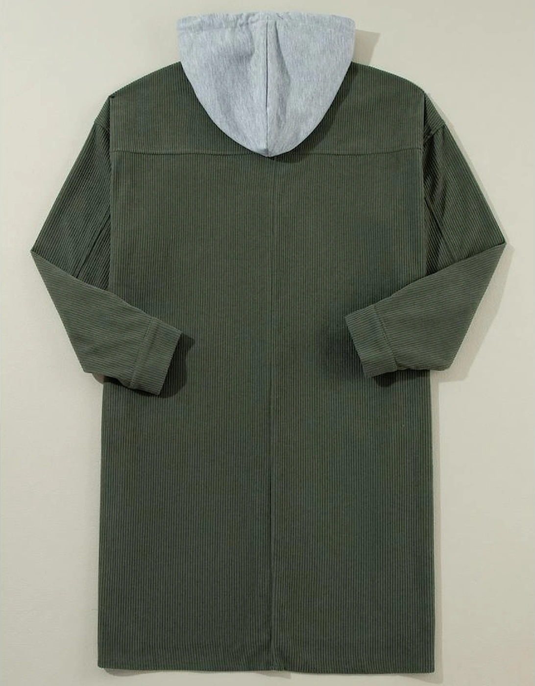 Jungle Green Oversized Corduroy Contrast Hooded Shacket