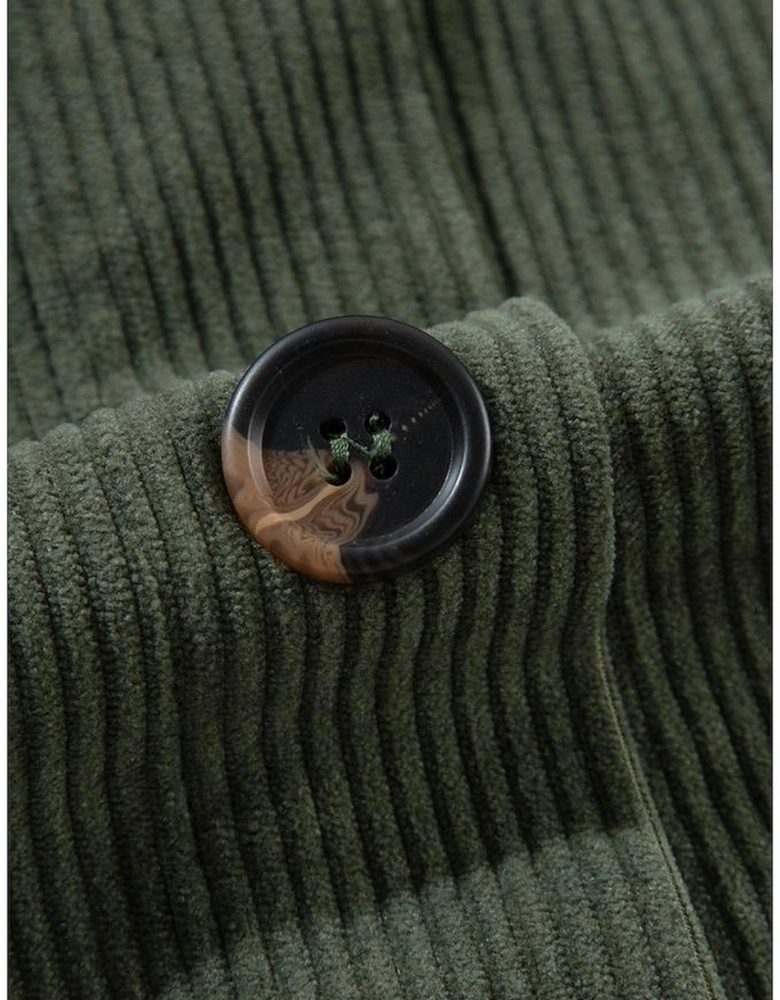 Jungle Green Oversized Corduroy Contrast Hooded Shacket