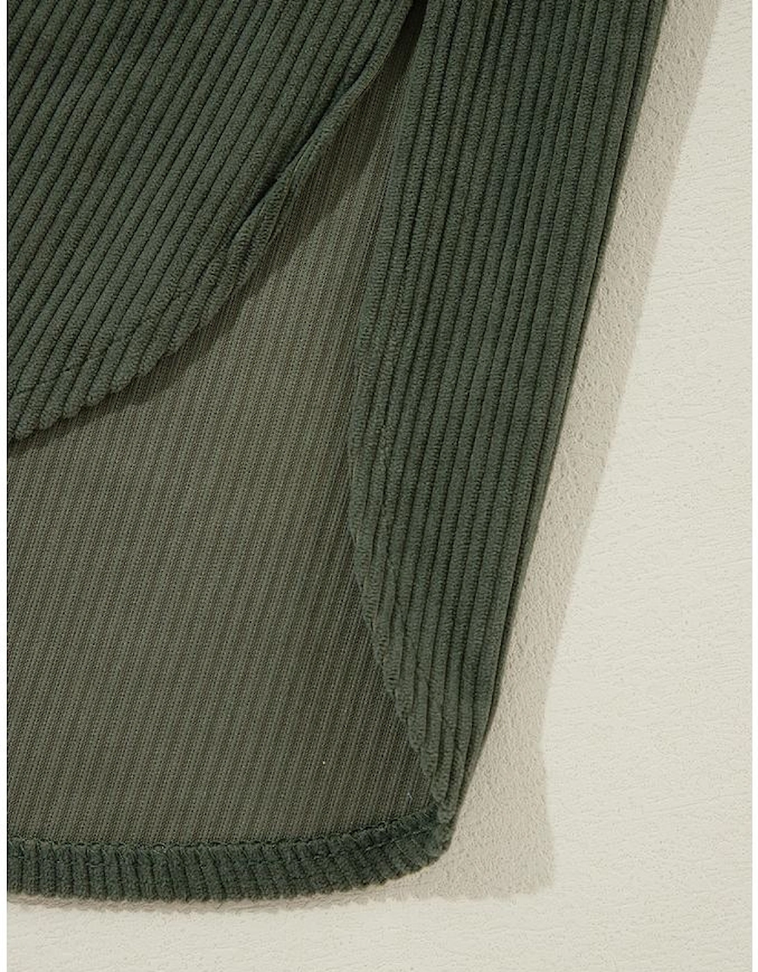 Jungle Green Oversized Corduroy Contrast Hooded Shacket