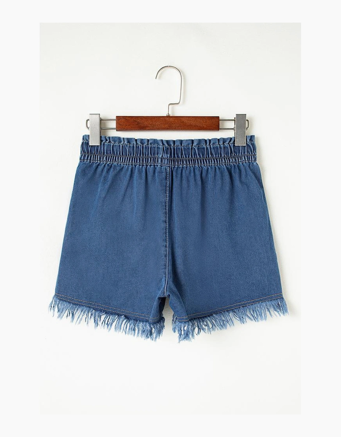 Ashleigh Blue Raw Hem Drawstring High Waist Denim Shorts with Pockets