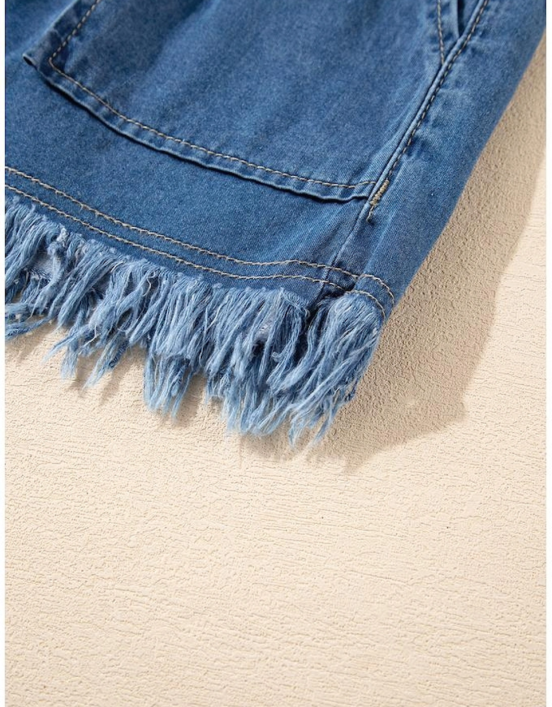 Ashleigh Blue Raw Hem Drawstring High Waist Denim Shorts with Pockets