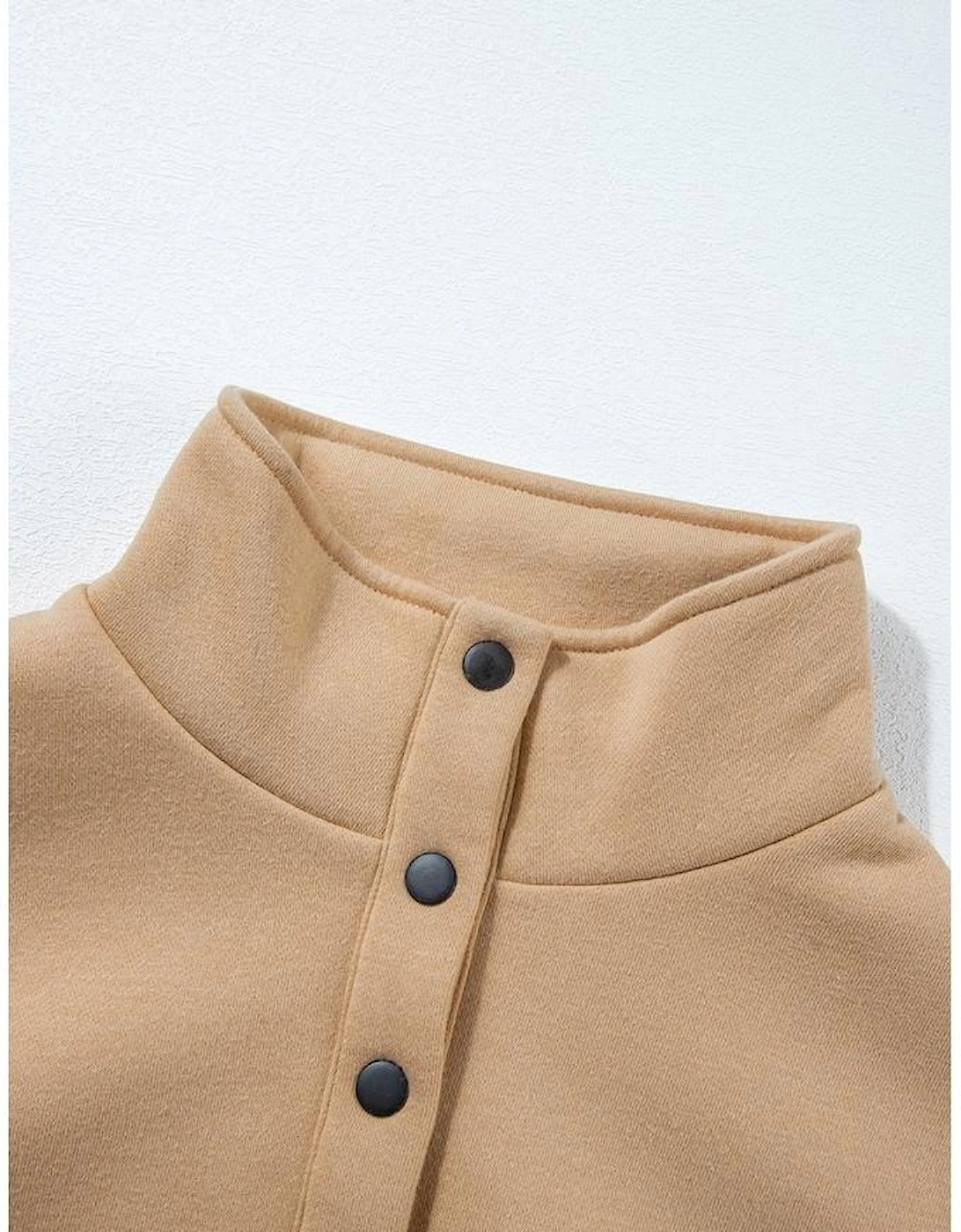 Parchment Solid Half Button Sweatshirt and High Waist Sweatpants Set