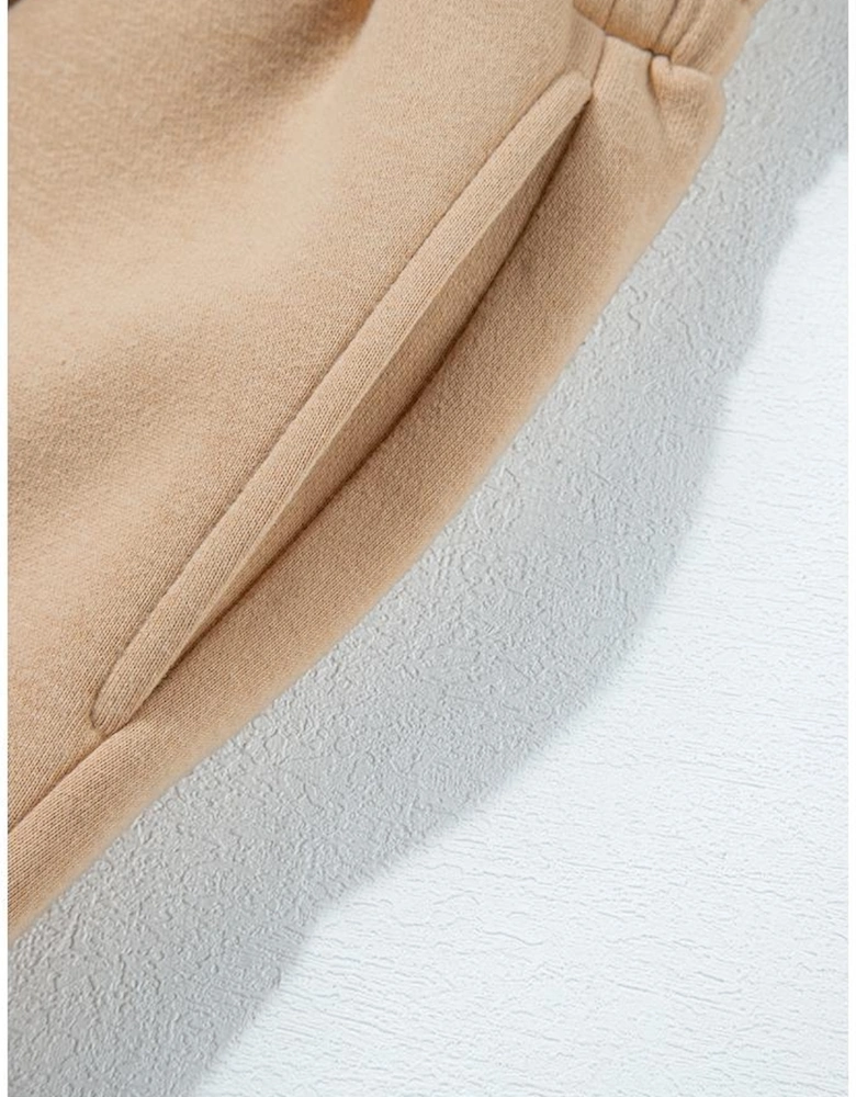 Parchment Solid Half Button Sweatshirt and High Waist Sweatpants Set