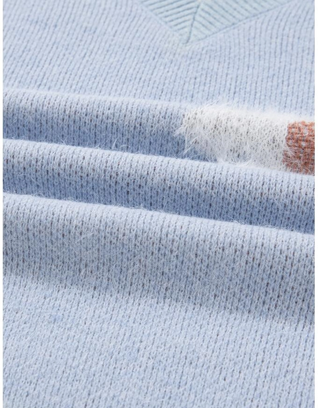 Gray Fuzzy Flower Scalloped V Neck Plus Sweater