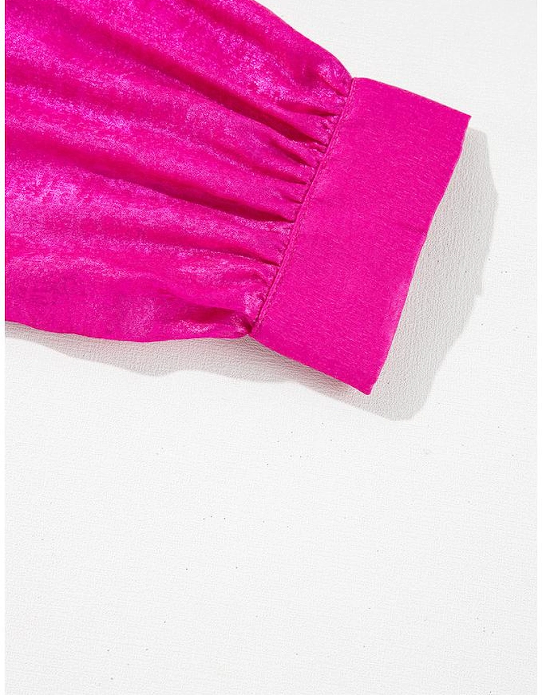 Rose Red Metallic Frilled V Neck Puff Sleeve Babydoll Blouse, 10 of 9