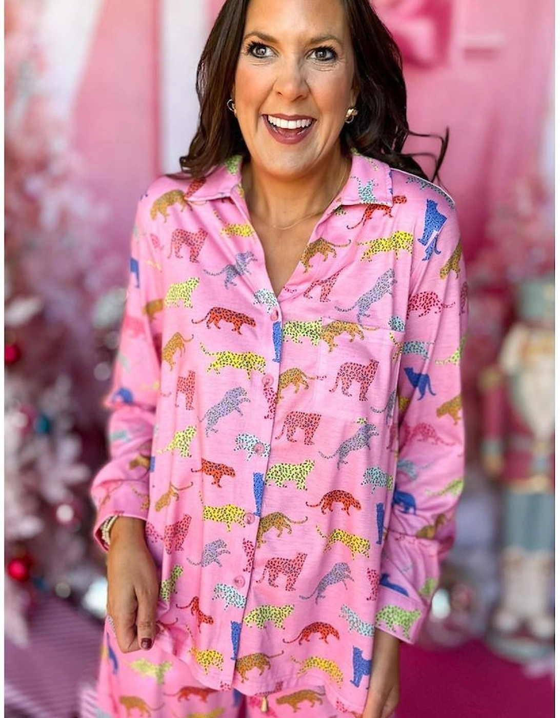 Pink Cheetah Print Shirt and Pants Pajama Set