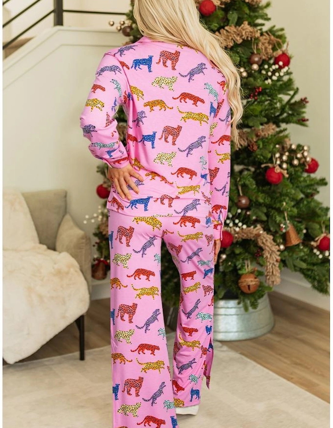 Pink Cheetah Print Shirt and Pants Pajama Set