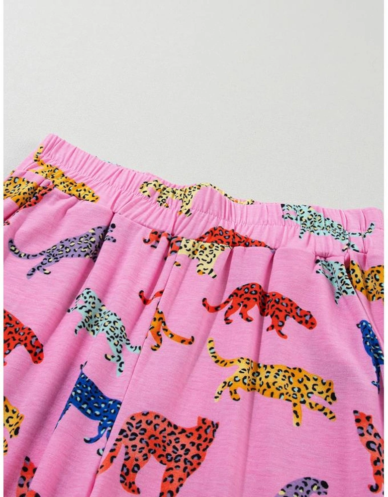 Pink Cheetah Print Shirt and Pants Pajama Set