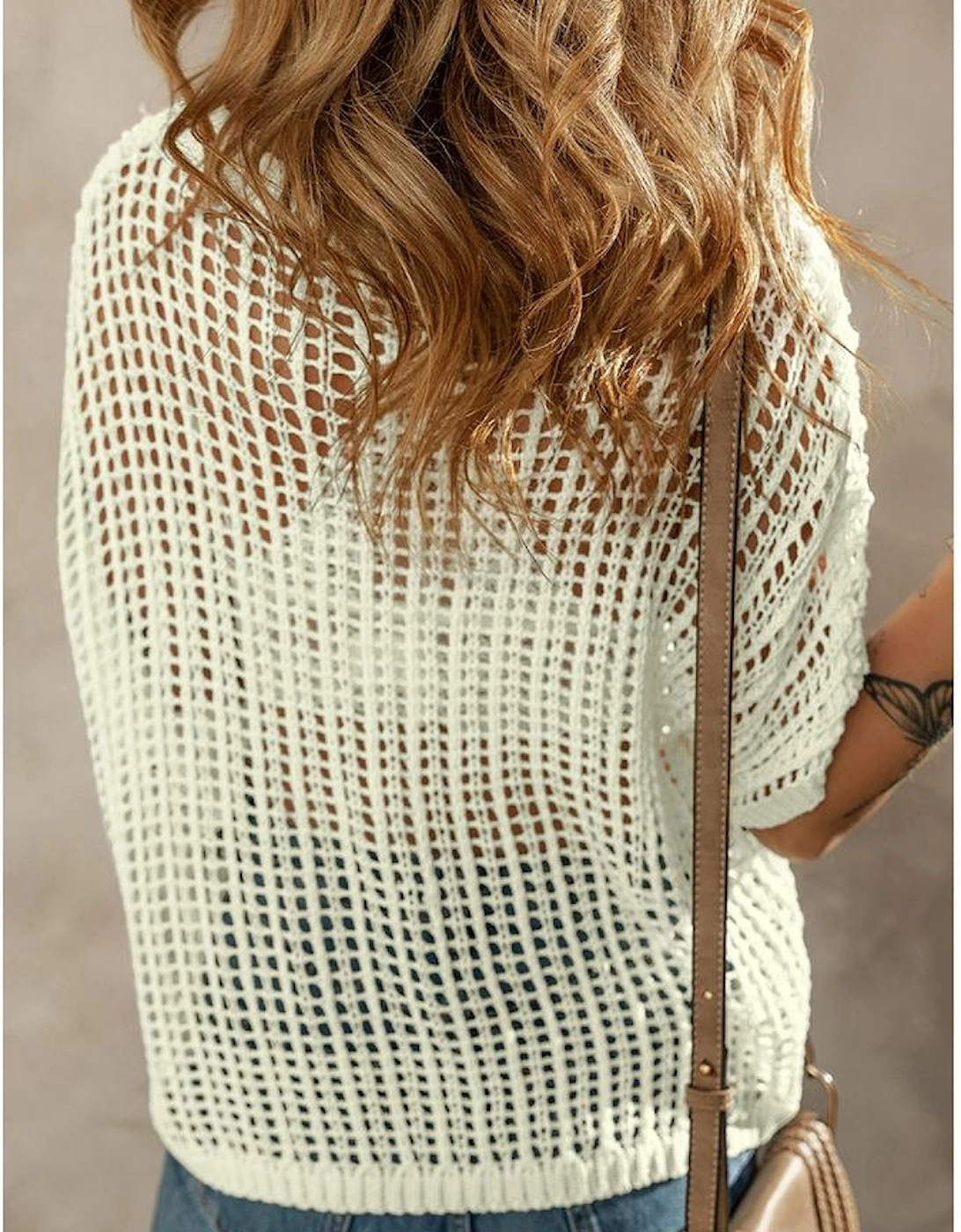 White Crochet Flower Hollow-out Sweater T Shirt
