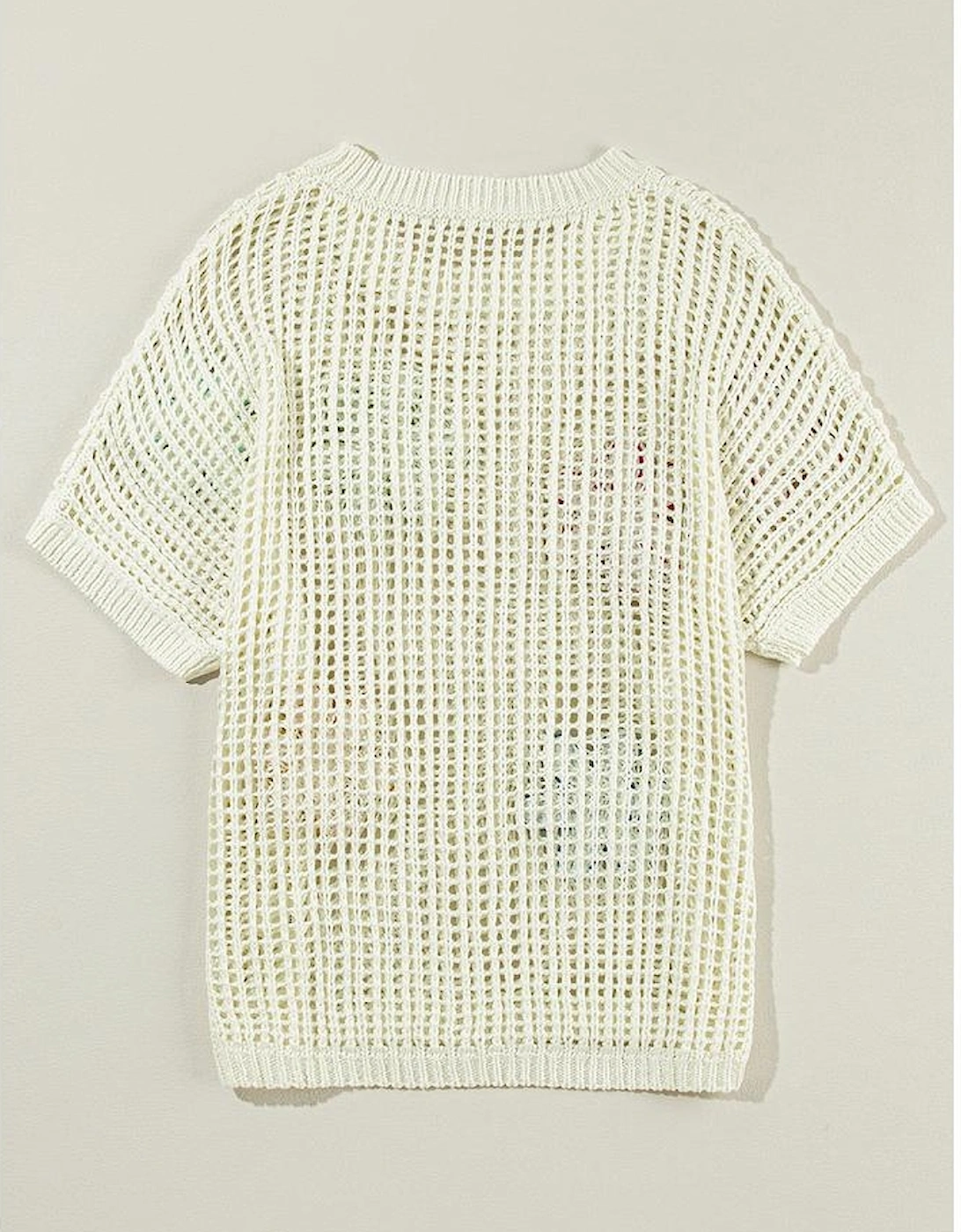 White Crochet Flower Hollow-out Sweater T Shirt