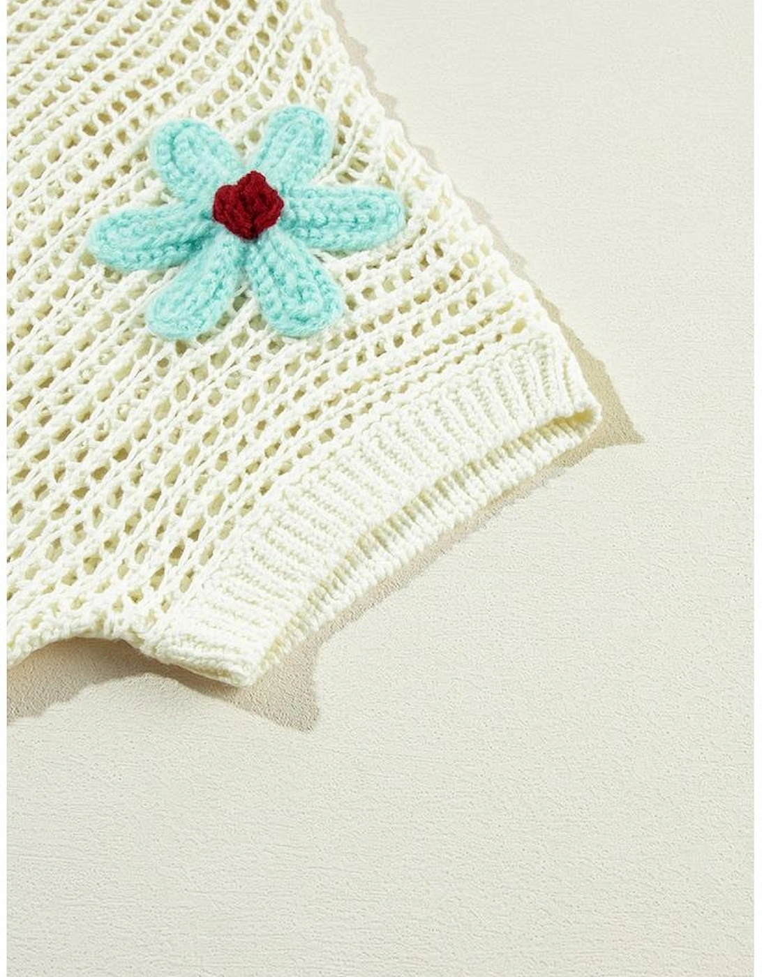 White Crochet Flower Hollow-out Sweater T Shirt