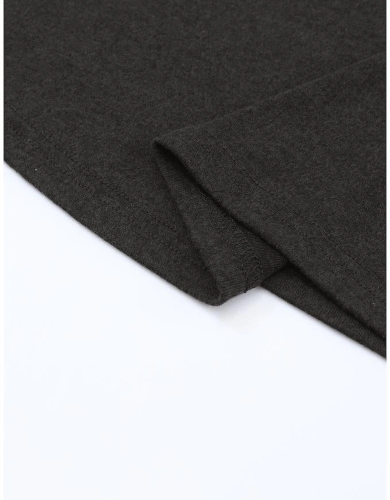 Black Buttoned Puff Long Sleeve Sheath Top