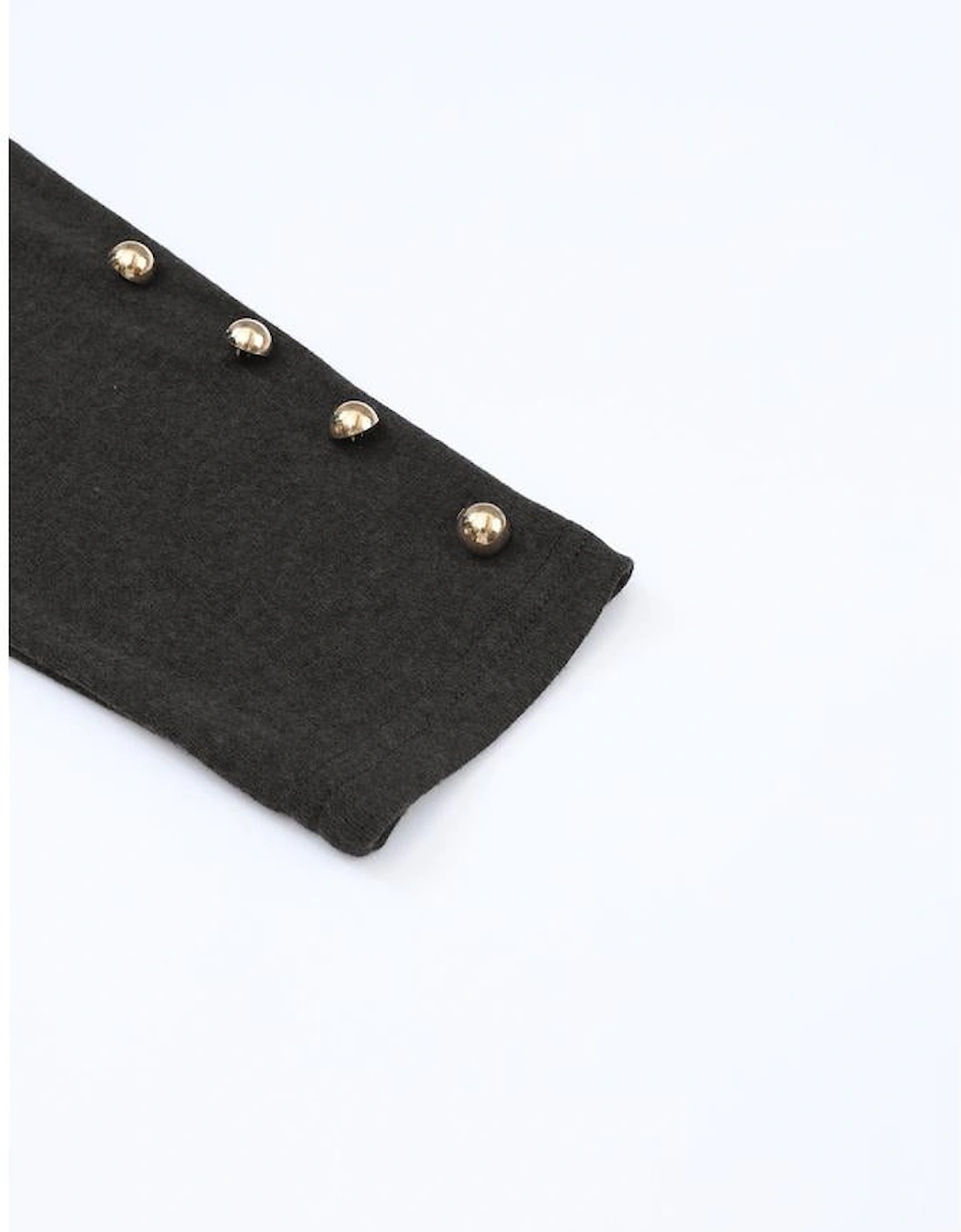 Black Buttoned Puff Long Sleeve Sheath Top, 14 of 13