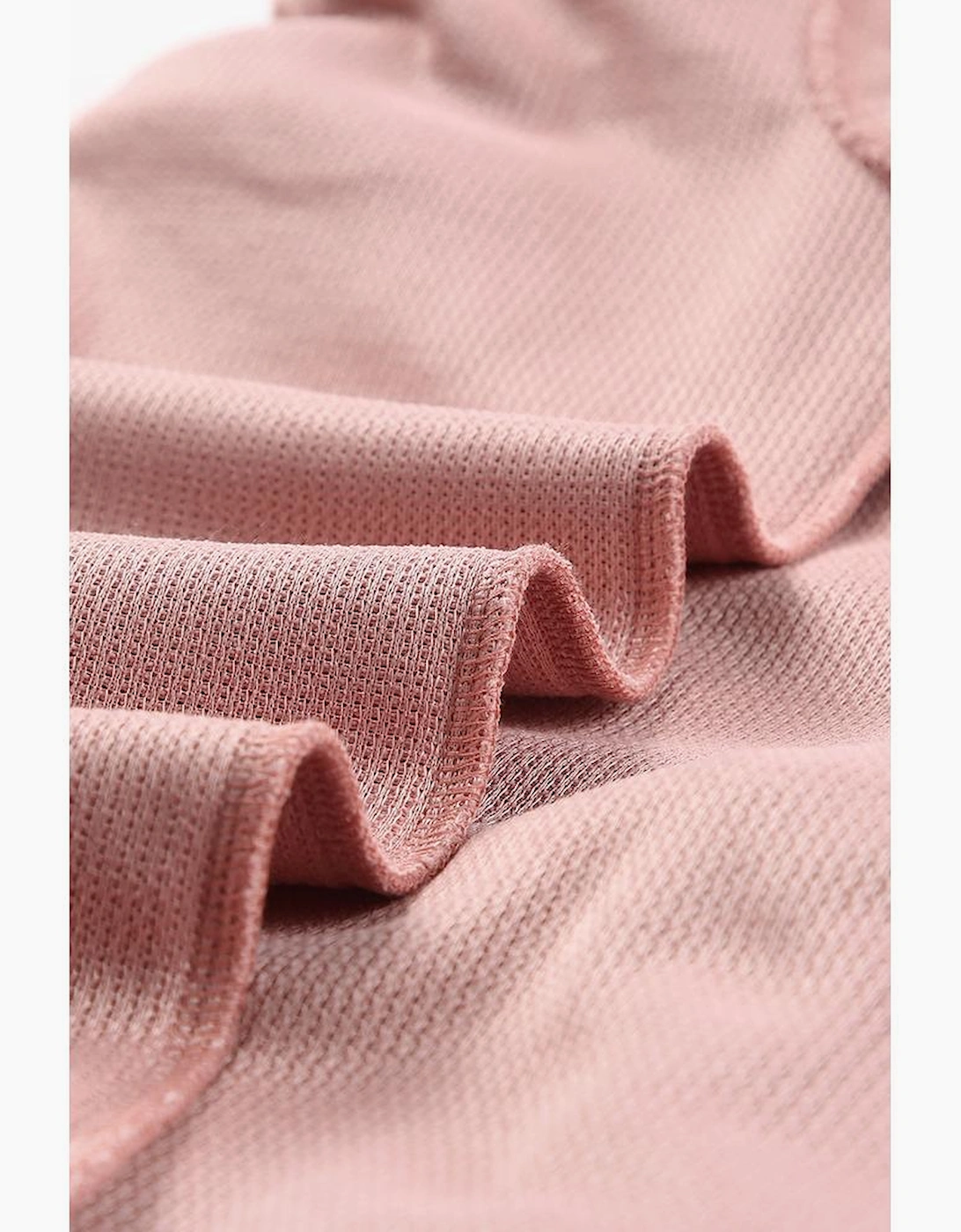 Pink Solid Ribbed Knit Round Neck Pullover Sweatshirt