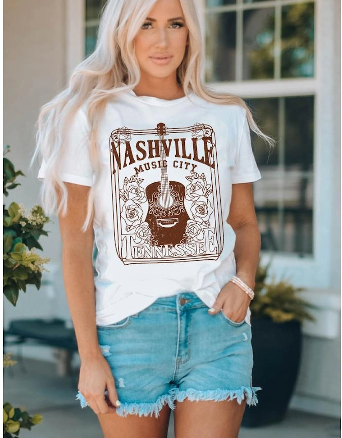 White NASHVILLE MUSIC CITY Graphic Crew Neck Tee, 15 of 14