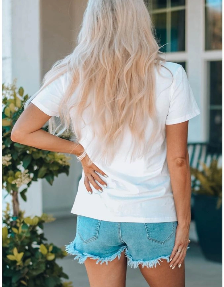 White NASHVILLE MUSIC CITY Graphic Crew Neck Tee